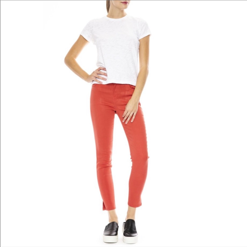 J BRAND / ALANA COATED ROSE TEA SKINNY JEANS
